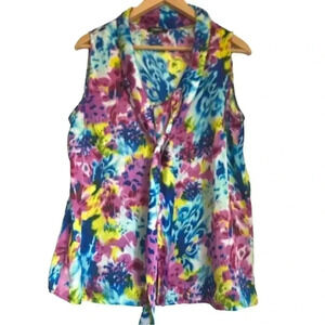 Elements bright  and colourful summer blouse with Tie in the front